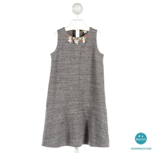 CREWCUTS girls GRAY KNIT DRESS 10 embellished jewels - Picture 1 of 6